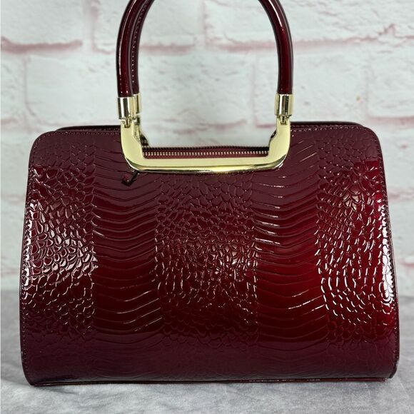 Danbury Mint Wine Embossed Leather Bag with Wallet - Picture 2 of 15